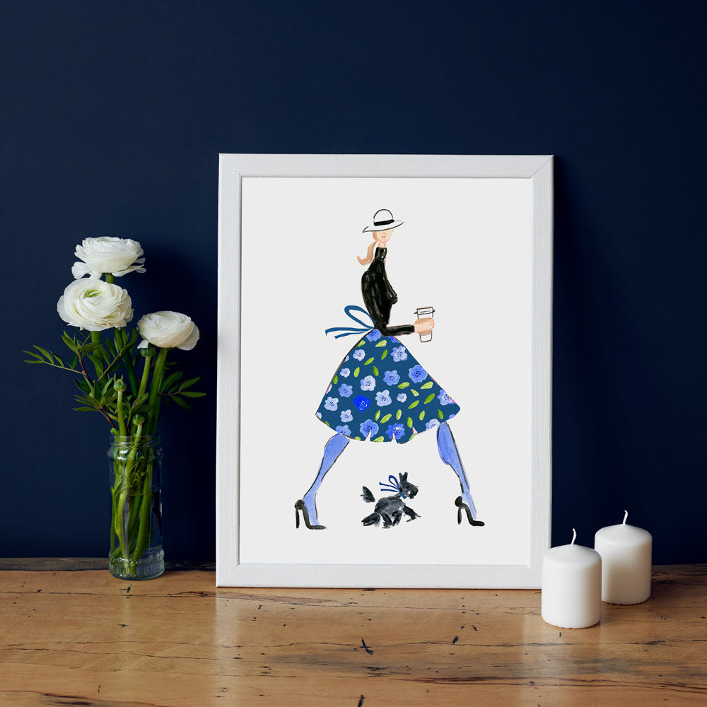 Time For A Latte Art Print - Fashion Illustration Wall Art Collection-Di Lewis