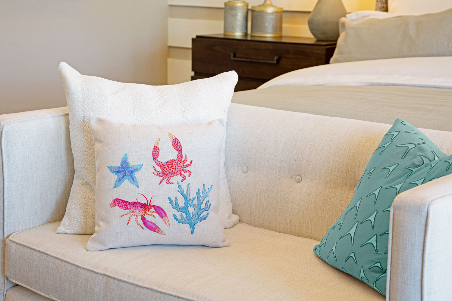 Tropical Reef Throw Pillow Cover - Coastal Designs Throw Pillow Cover Collection-Di Lewis