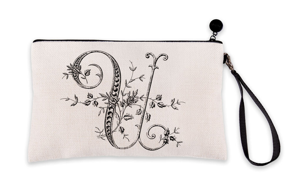 Vintage French Monogram Letter U Makeup Bag