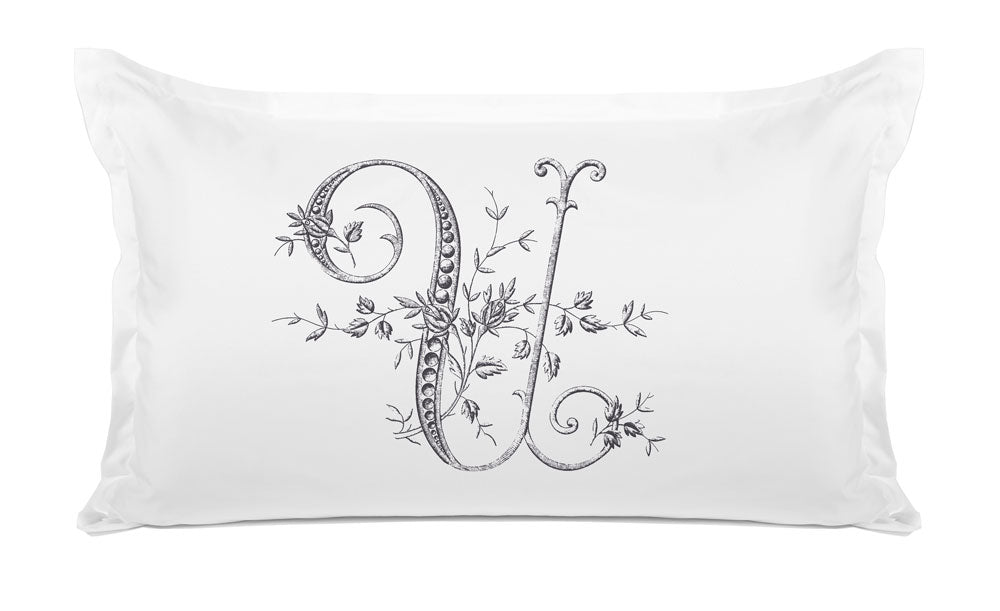 Vintage French Monogram Letter U Pillowcase