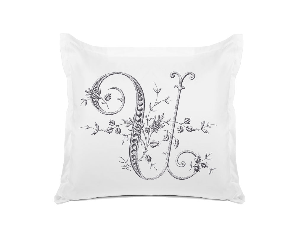 Vintage French Monogram Letter U Pillowcase