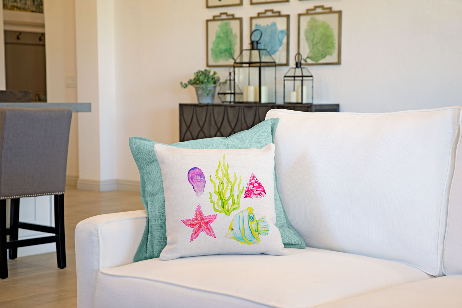 Under the Sea Throw Pillow Cover - Coastal Designs Throw Pillow Cover Collection-Di Lewis