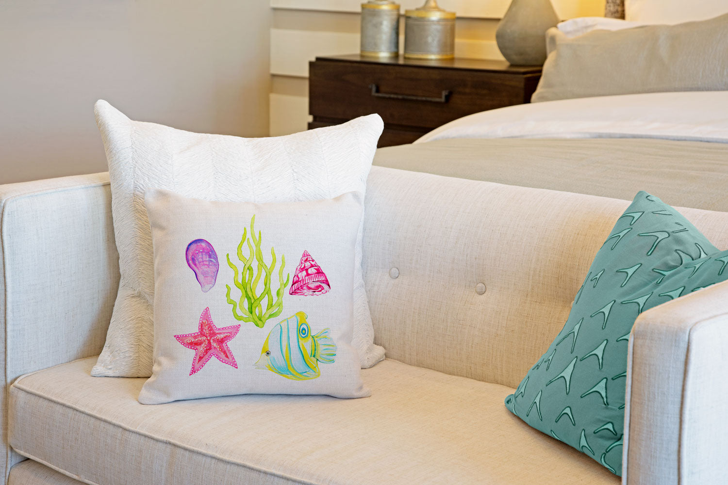 Under the Sea Throw Pillow Cover - Coastal Designs Throw Pillow Cover Collection-Di Lewis