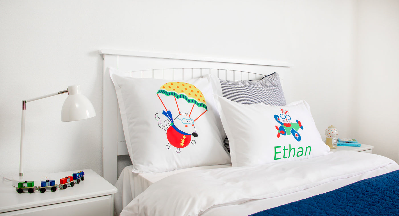Colorful Parachute Mouse - Personalized Kids Pillowcase Collection