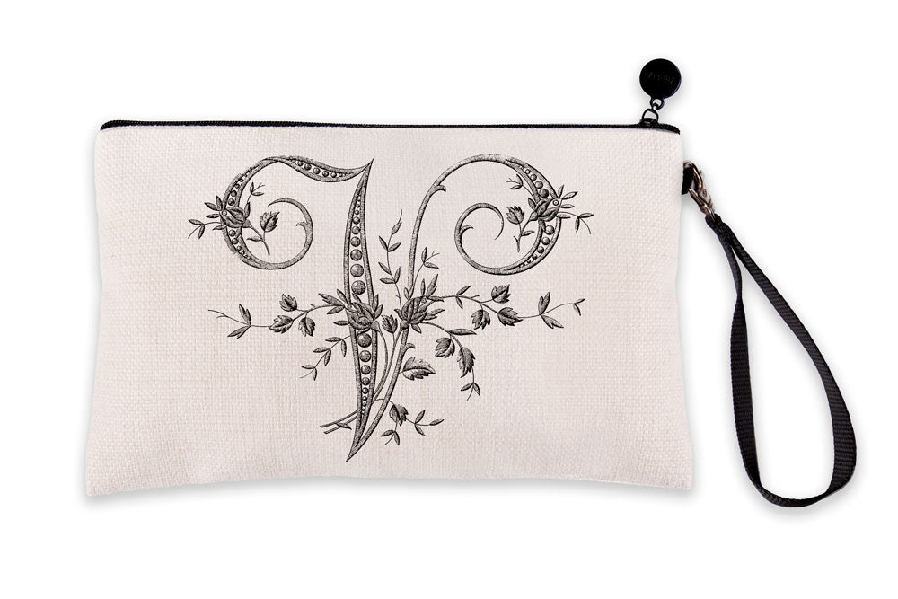 Vintage French Monogram Letter V Makeup Bag