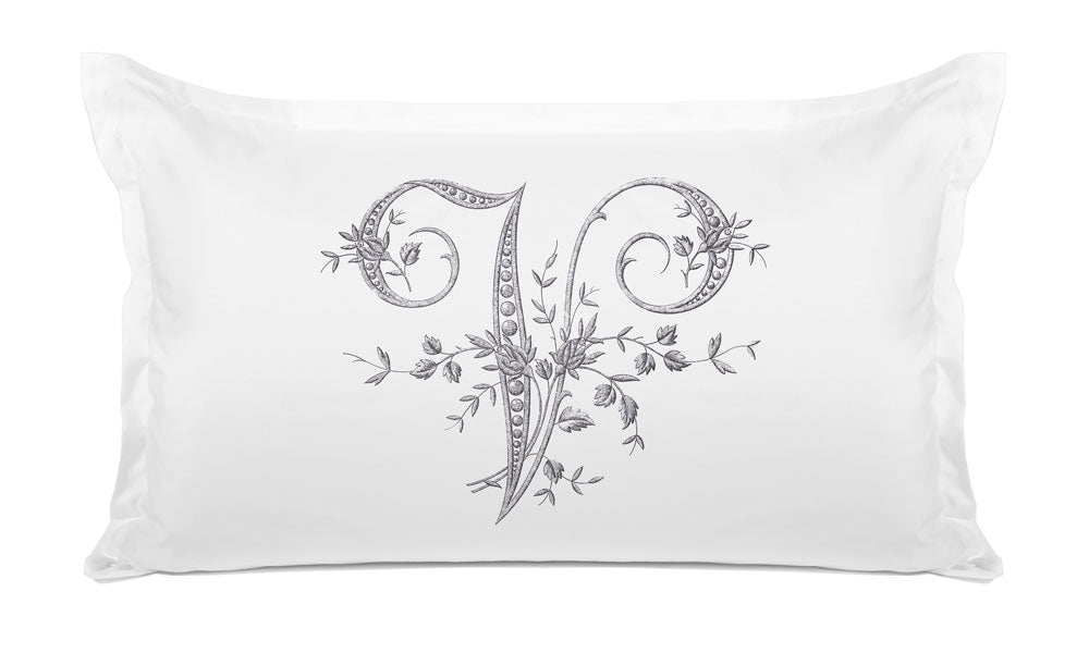 Vintage French Monogram Letter V Pillowcase