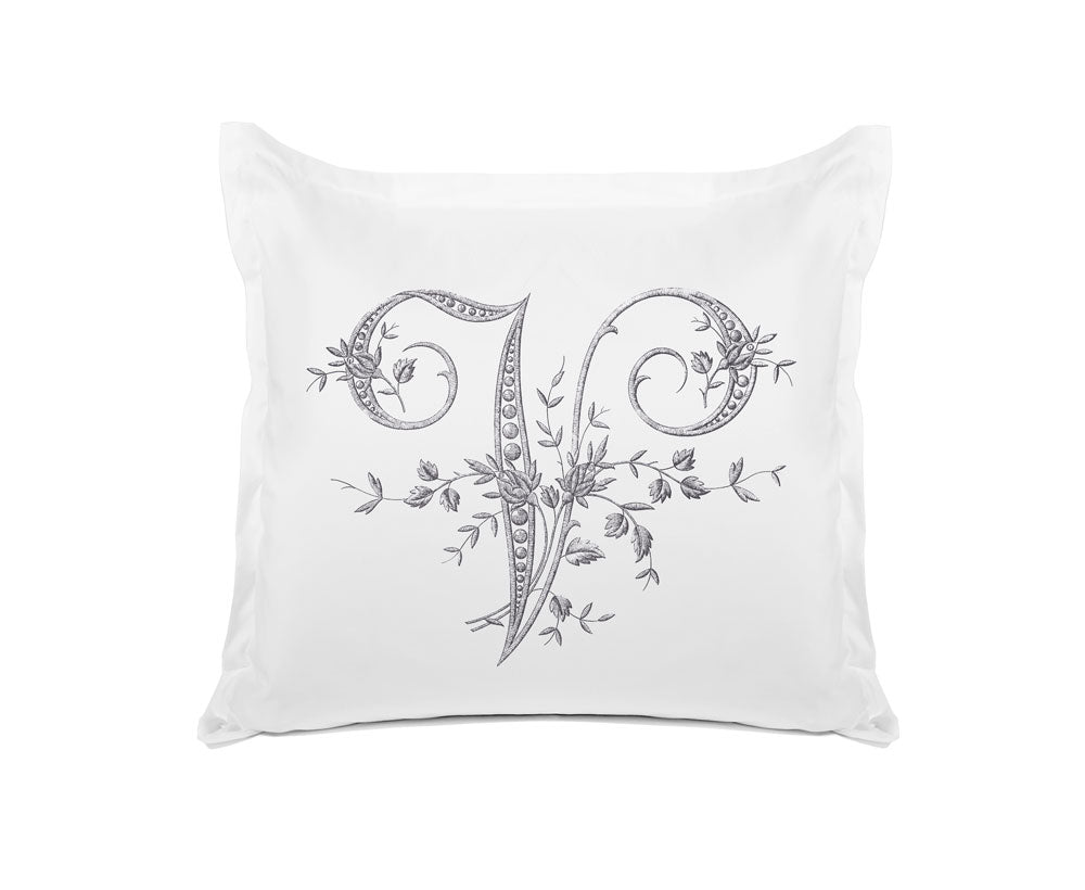 Vintage French Monogram Letter V Pillowcase