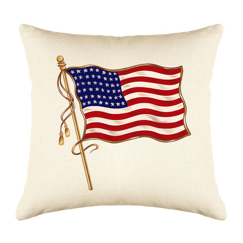 Vintage American Flag 48 Stars Throw Pillow Cover - Decorative Designs Throw Pillow Cover Collection-Di Lewis
