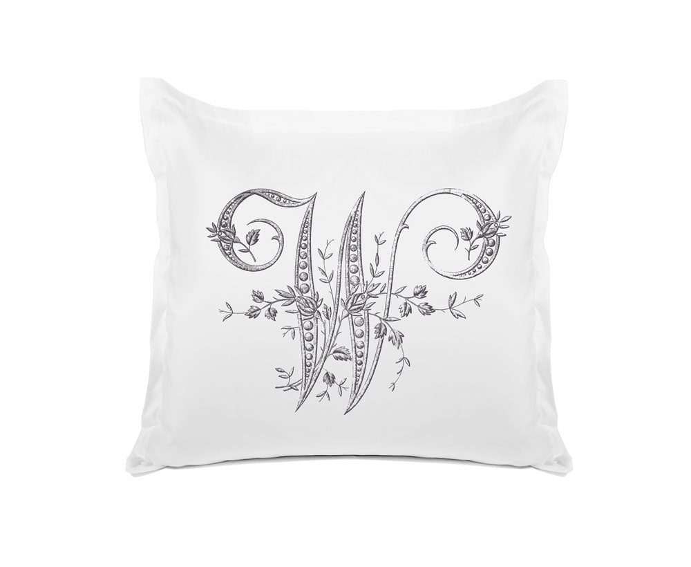 Vintage French Monogram Letter W Pillowcase