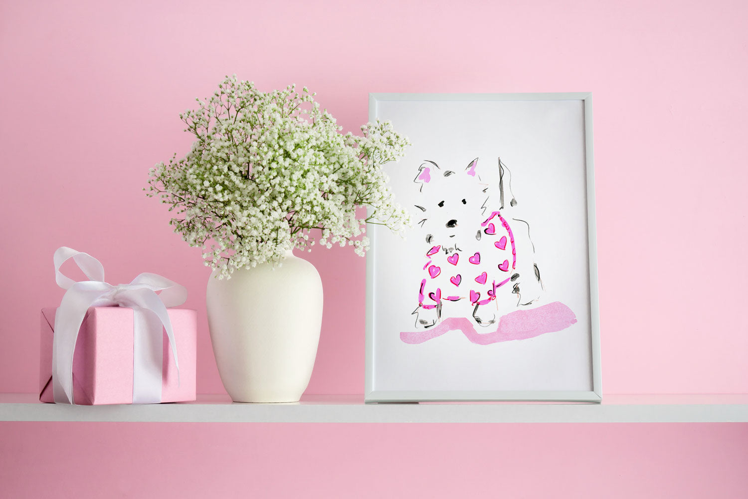 Willow Westie Art Print - Dog Illustrations Wall Art Collection-Di Lewis