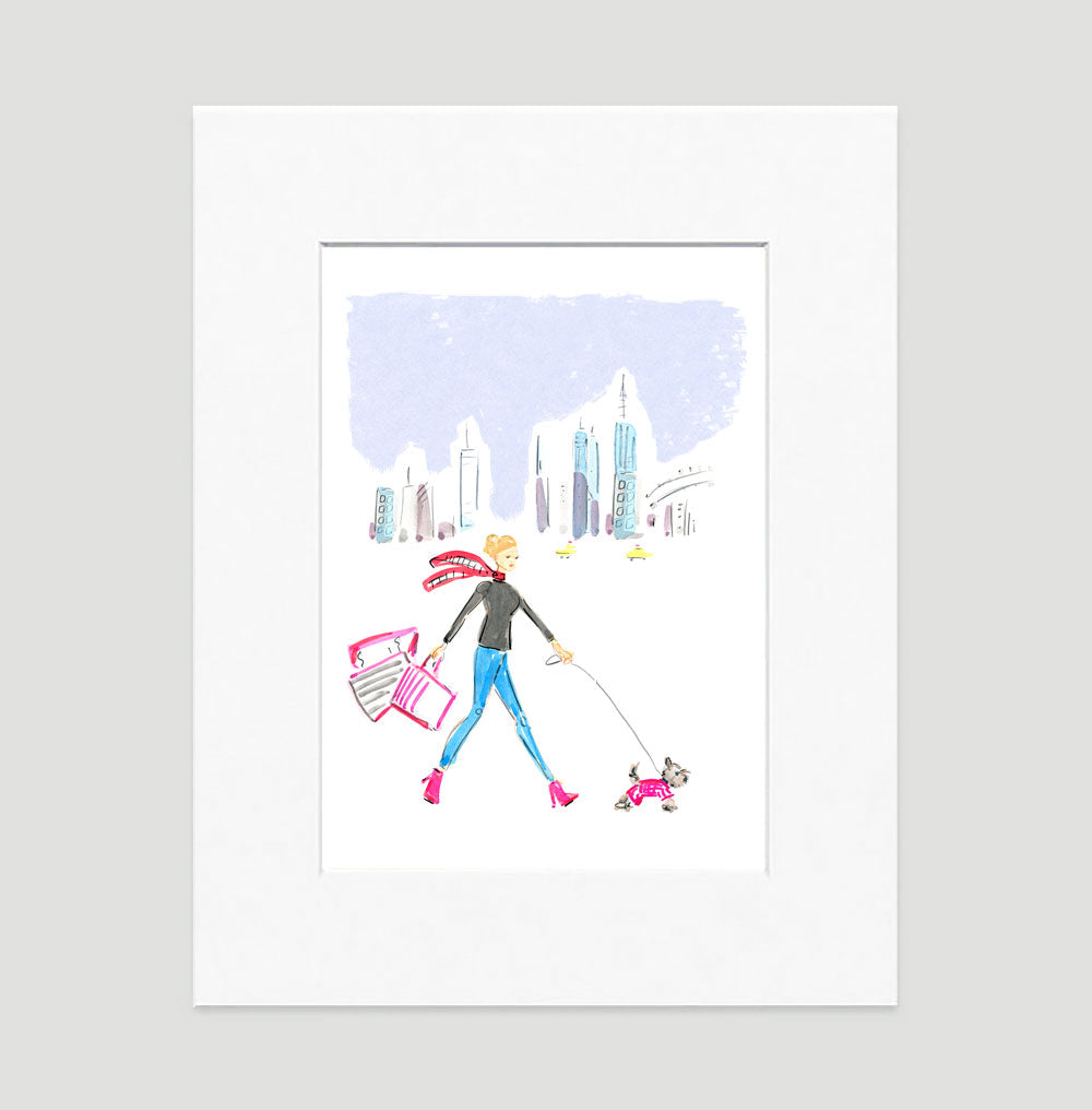 Winter Walk Art Print - Fashion Illustration Wall Art Collection-Di Lewis