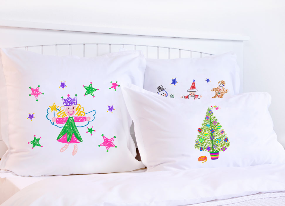 Christmas Fairy Stars Pink & Green - Kids Personalized Pillowcase Collection