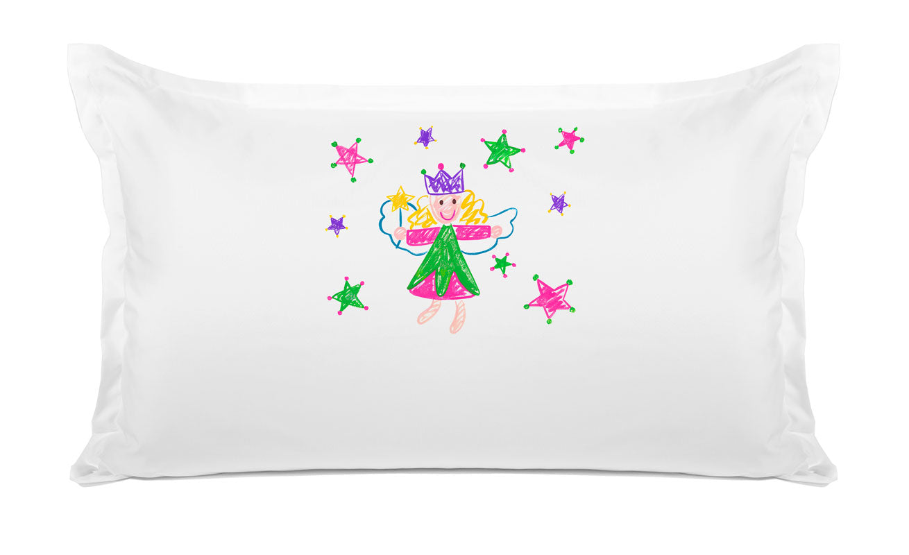 Christmas Fairy Stars Pink & Green - Kids Personalized Pillowcase Collection