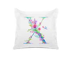 Floral Watercolor Monogram Letter X Pillowcase