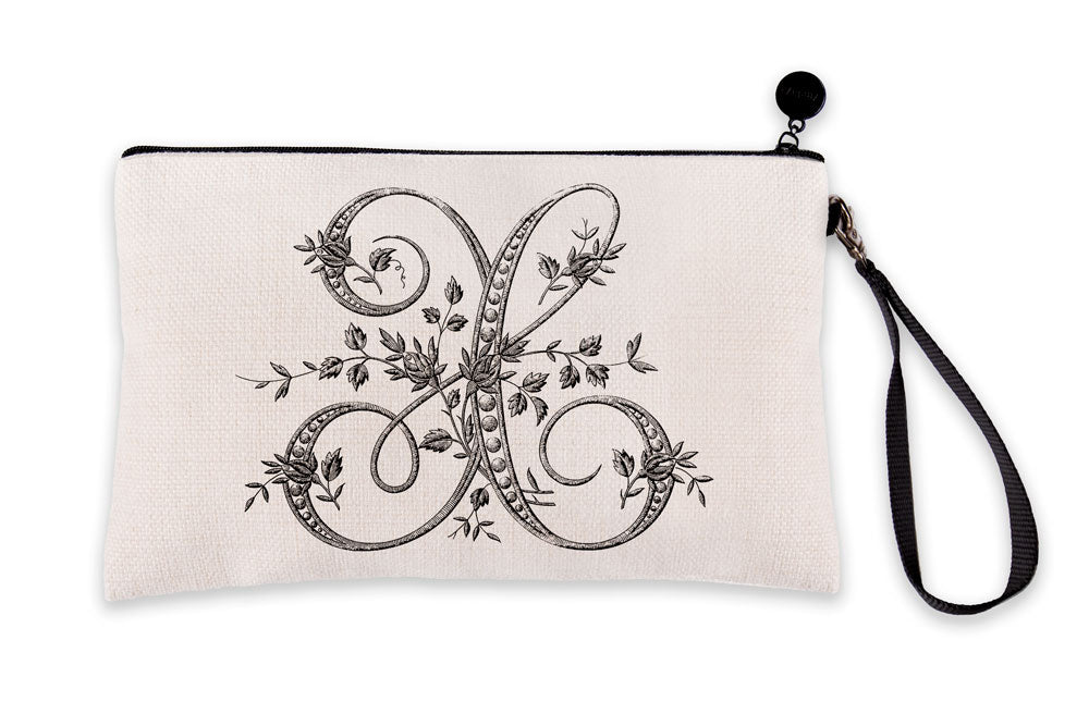 Vintage French Monogram Letter X Makeup Bag