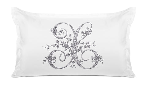 Vintage French Monogram Letter X Pillowcase