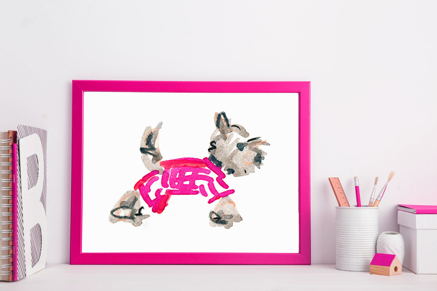 Yuki Yorkie Art Print - Dog Illustrations Wall Art Collection-Di Lewis