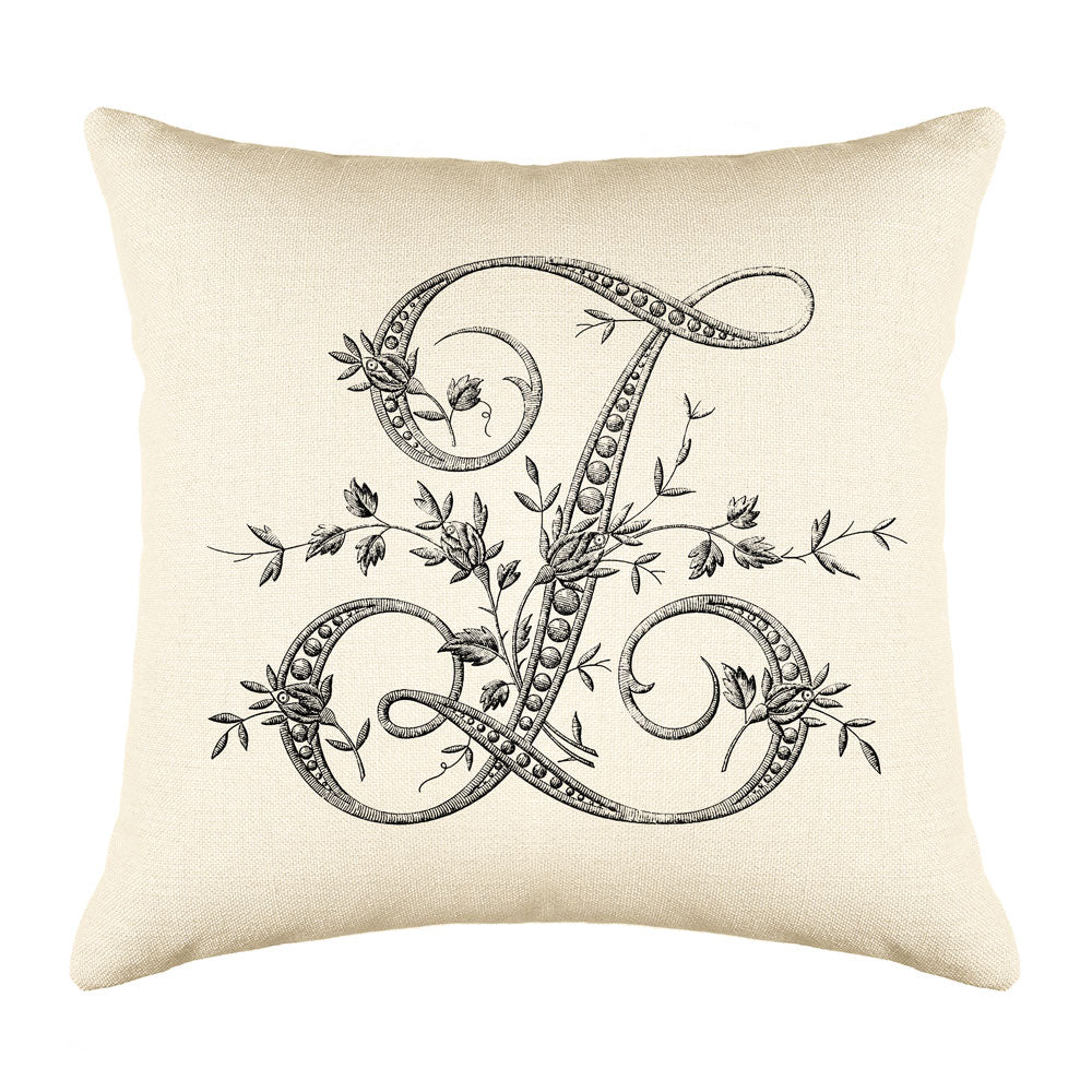 Vintage French Monogram Letter Z Throw Pillow Cover