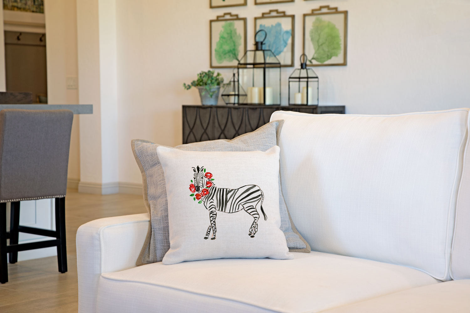 Zara Zebra Throw Pillow Cover - Animal Illustrations Throw Pillow Cover Collection-Di Lewis