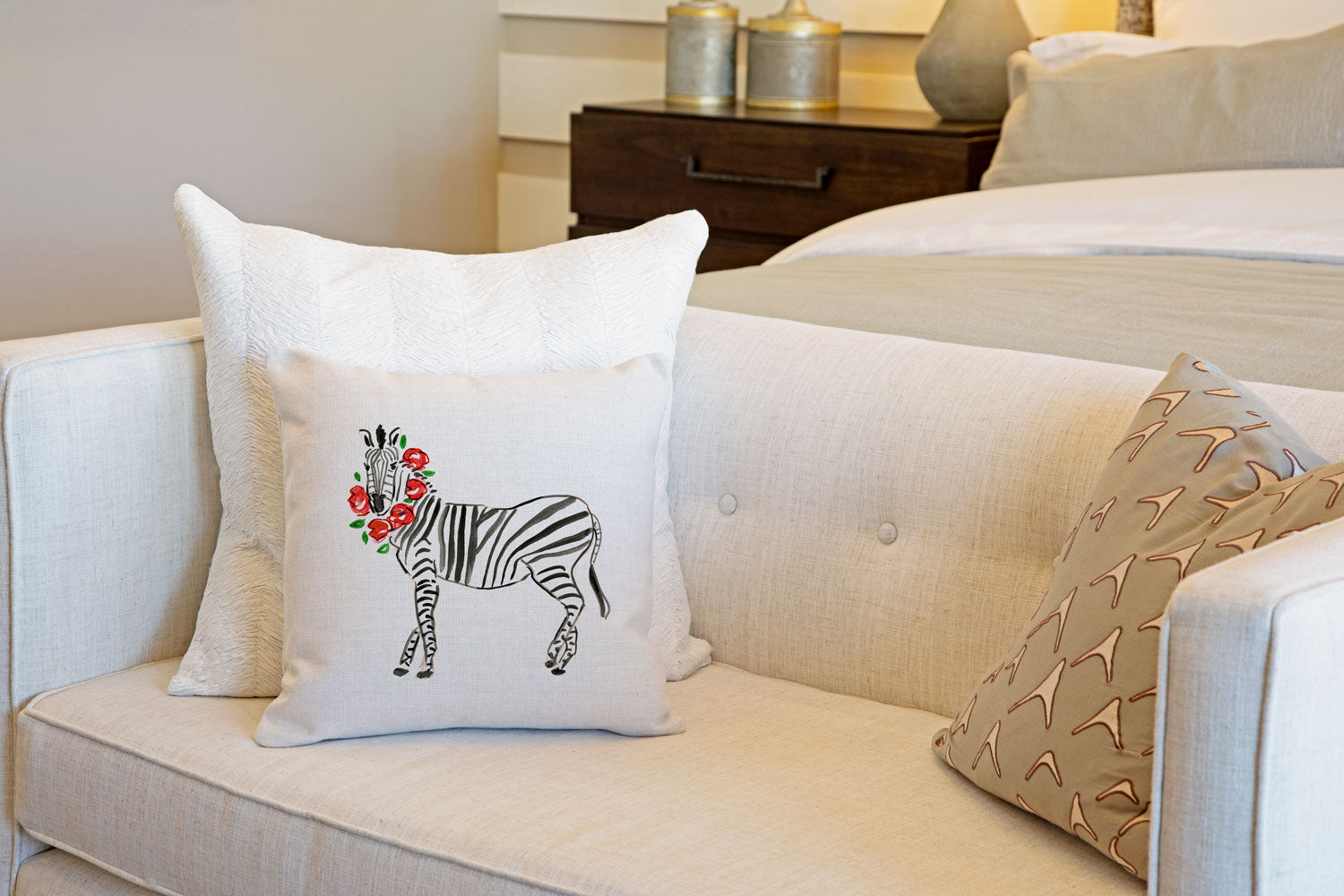 Zara Zebra Throw Pillow Cover - Animal Illustrations Throw Pillow Cover Collection-Di Lewis