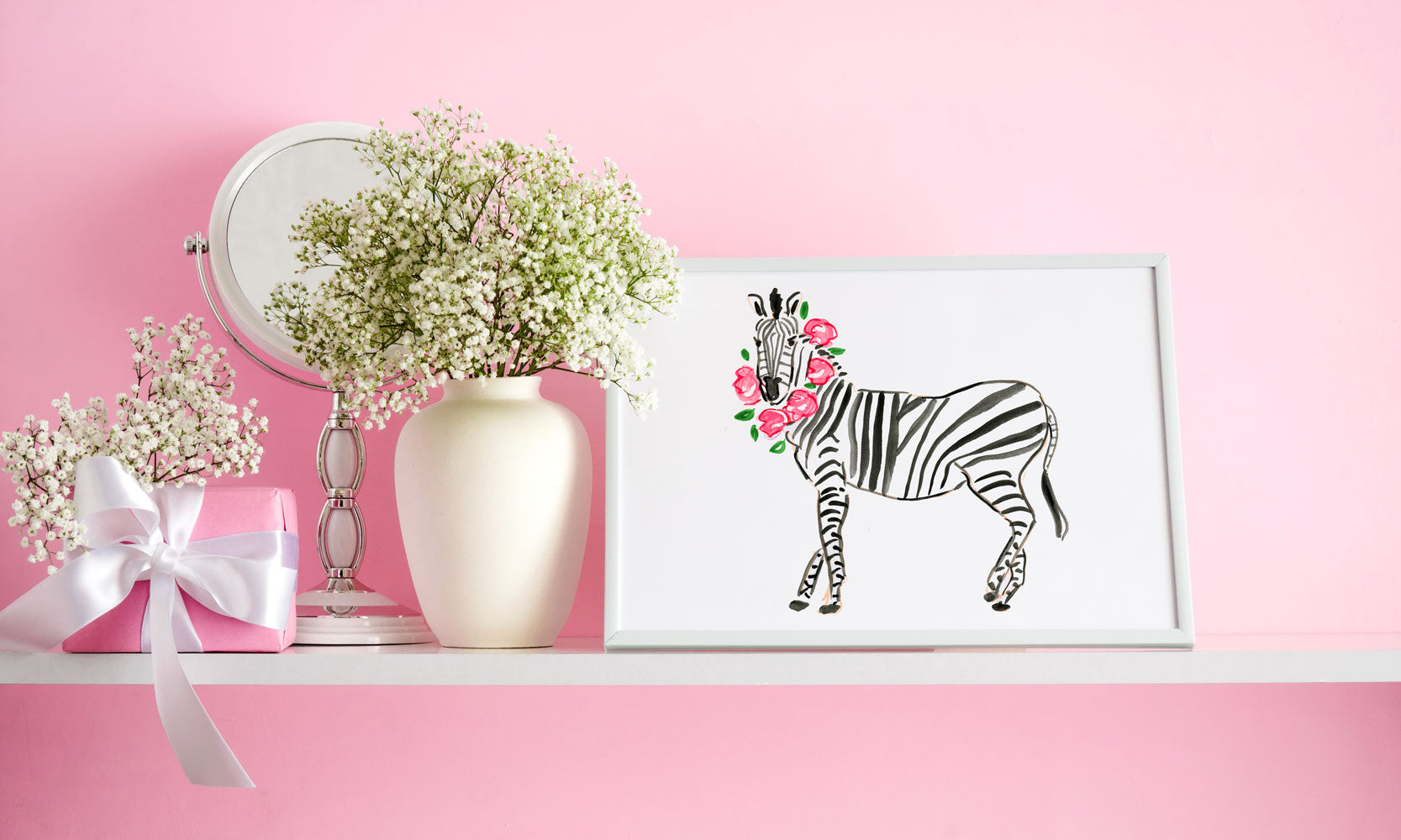 Zoe Zebra Art Print - Animal Illustrations Wall Art Collection-Di Lewis