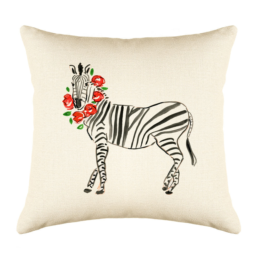 Zara Zebra Throw Pillow Cover - Animal Illustrations Throw Pillow Cover Collection-Di Lewis