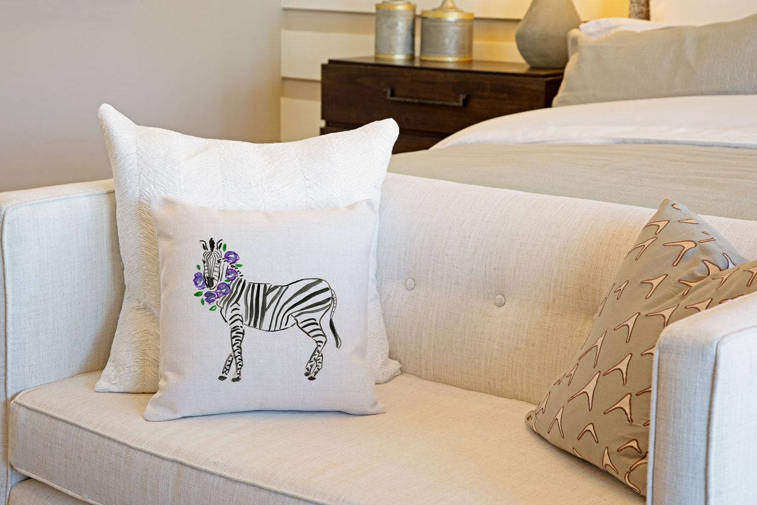 Zelda Zebra Throw Pillow Cover - Animal Illustrations Throw Pillow Cover Collection-Di Lewis