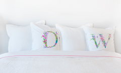 Floral Watercolor Monogram Letter W Pillowcase