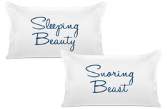 Sleeping Beauty, Snoring Beast - His & Hers Pillowcase Collection-Di Lewis