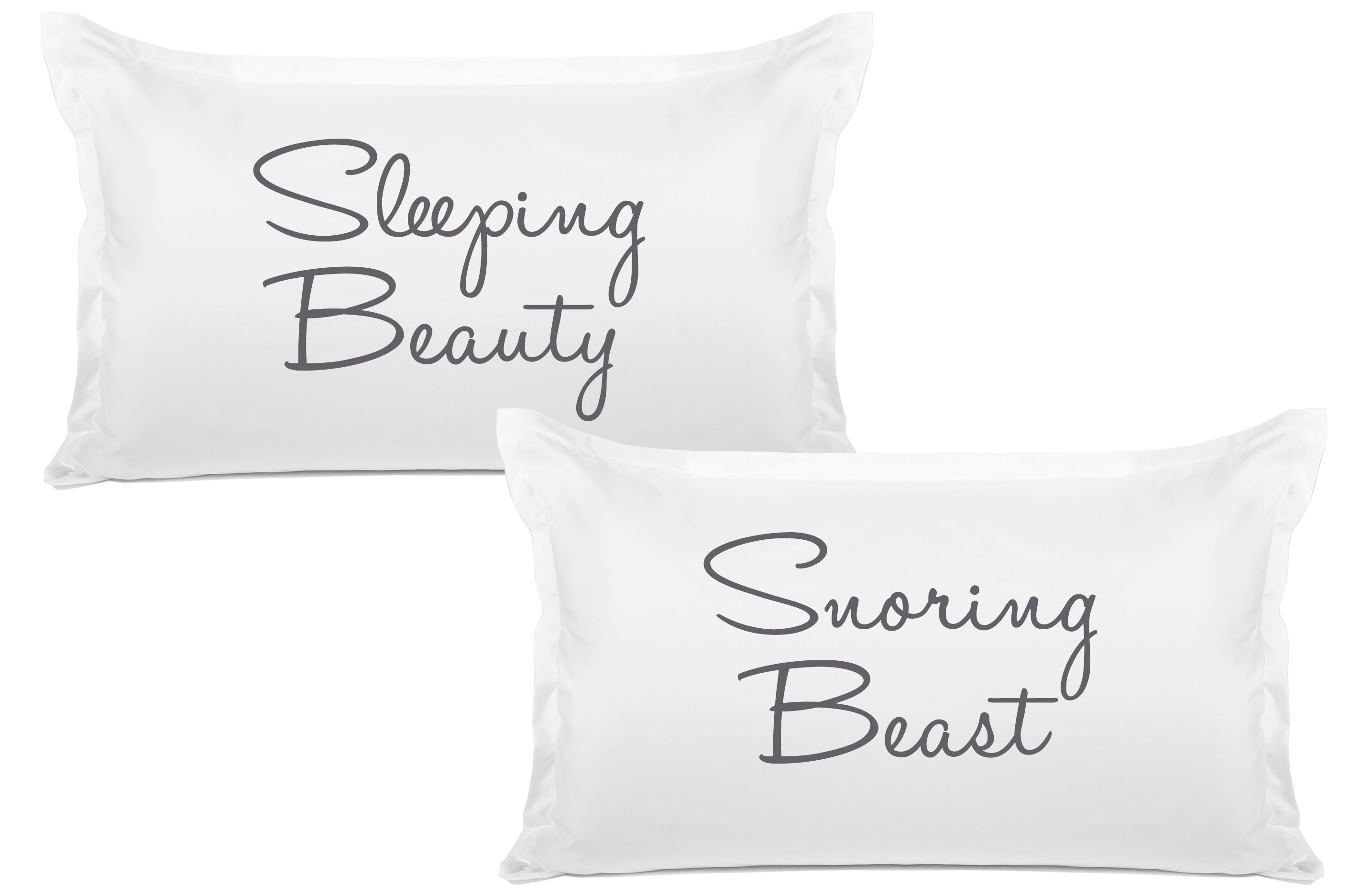 Sleeping Beauty, Snoring Beast - His & Hers Pillowcase Collection-Di Lewis