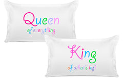Queen Of Everything, King Of What's Left - His & Hers Pillowcase Collection-Di Lewis