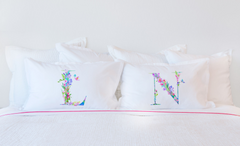 Floral Watercolor Monogram Letter N Pillowcase