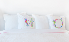Floral Watercolor Monogram Letter O Pillowcase