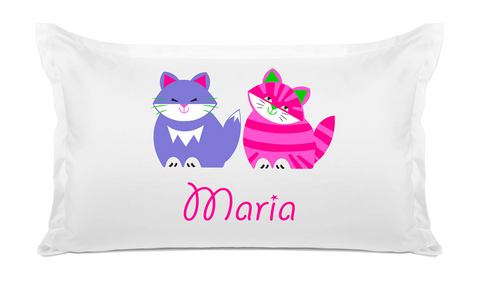 Pink & Purple Cats - Personalized Kids Pillowcase Collection