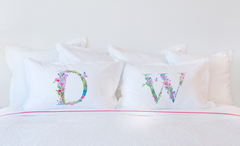 Floral Watercolor Monogram Letter W Pillowcase