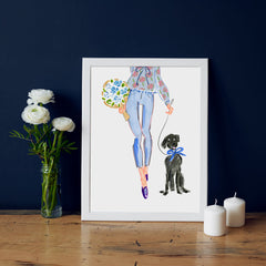 A Walk In The Park Art Print - Fashion Illustration Wall Art Collection-Di Lewis