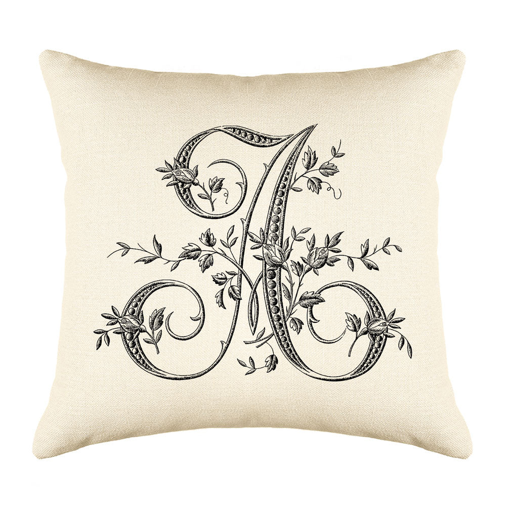 Vintage French Monogram Letter A Throw Pillow Cover