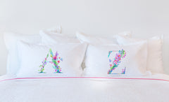 Floral Watercolor Monogram Letter Z Pillowcase