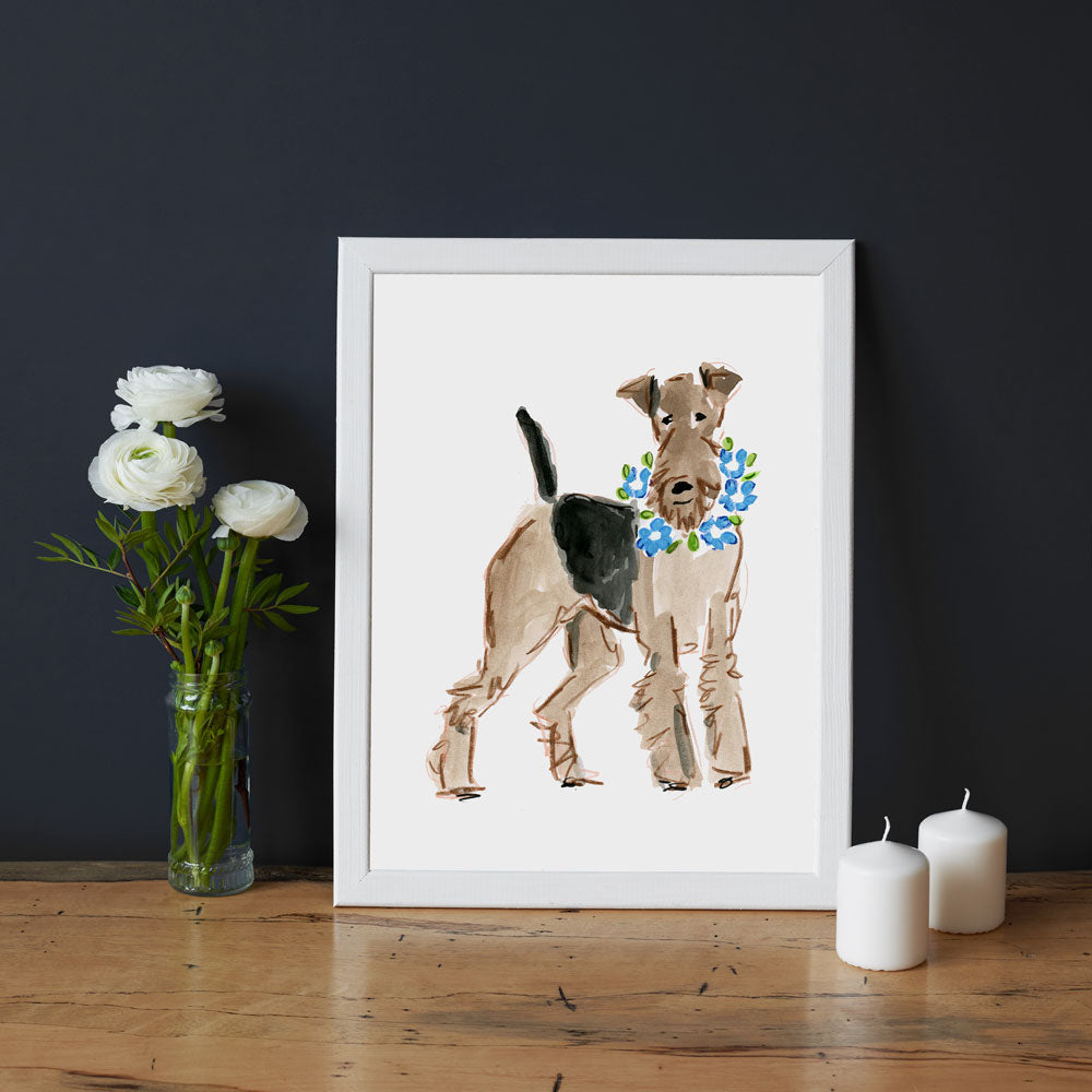 Atlas Airedale Art Print - Dog Illustrations Wall Art Collection-Di Lewis