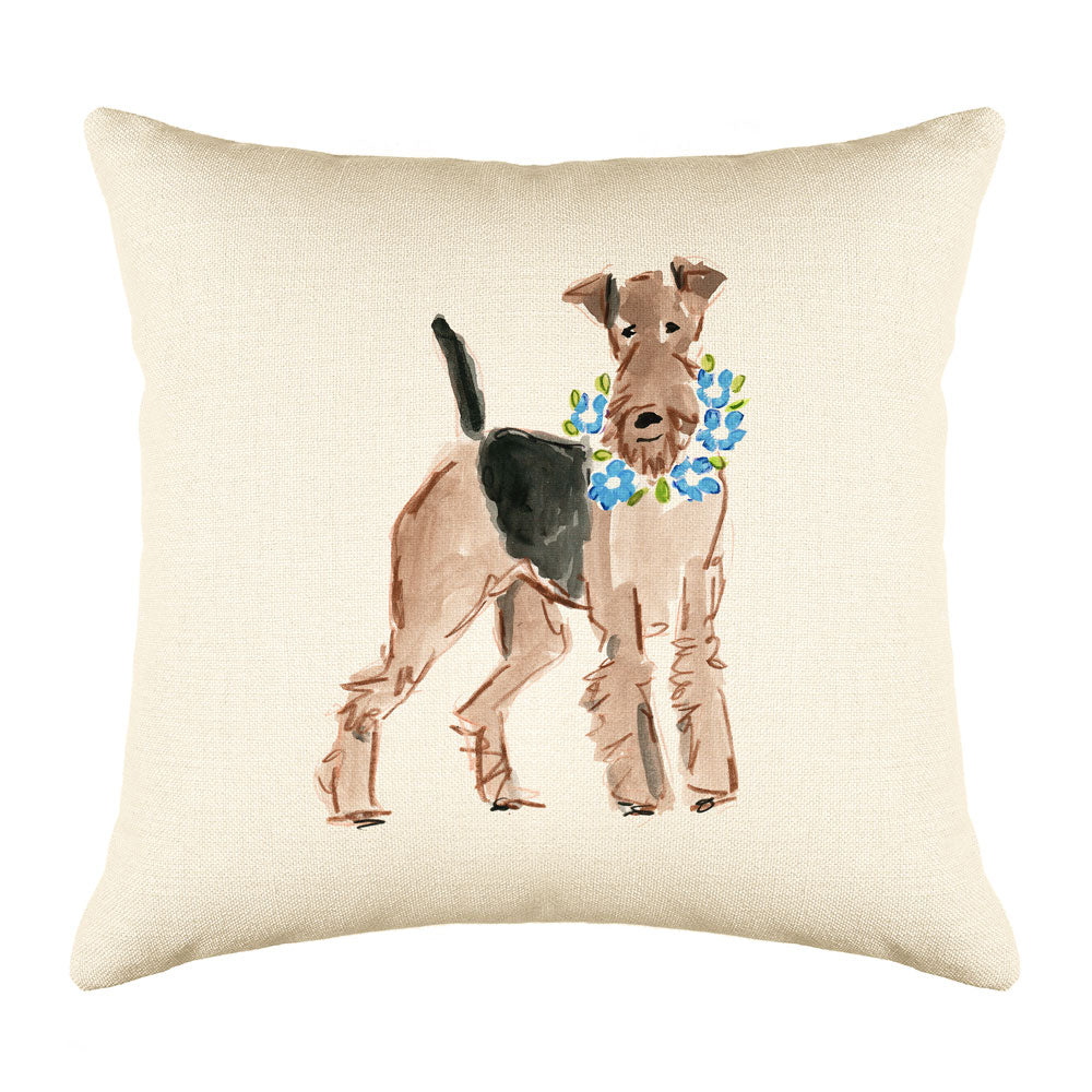 Atlas Airedale Throw Pillow Cover - Dog Illustration Throw Pillow Cover Collection-Di Lewis