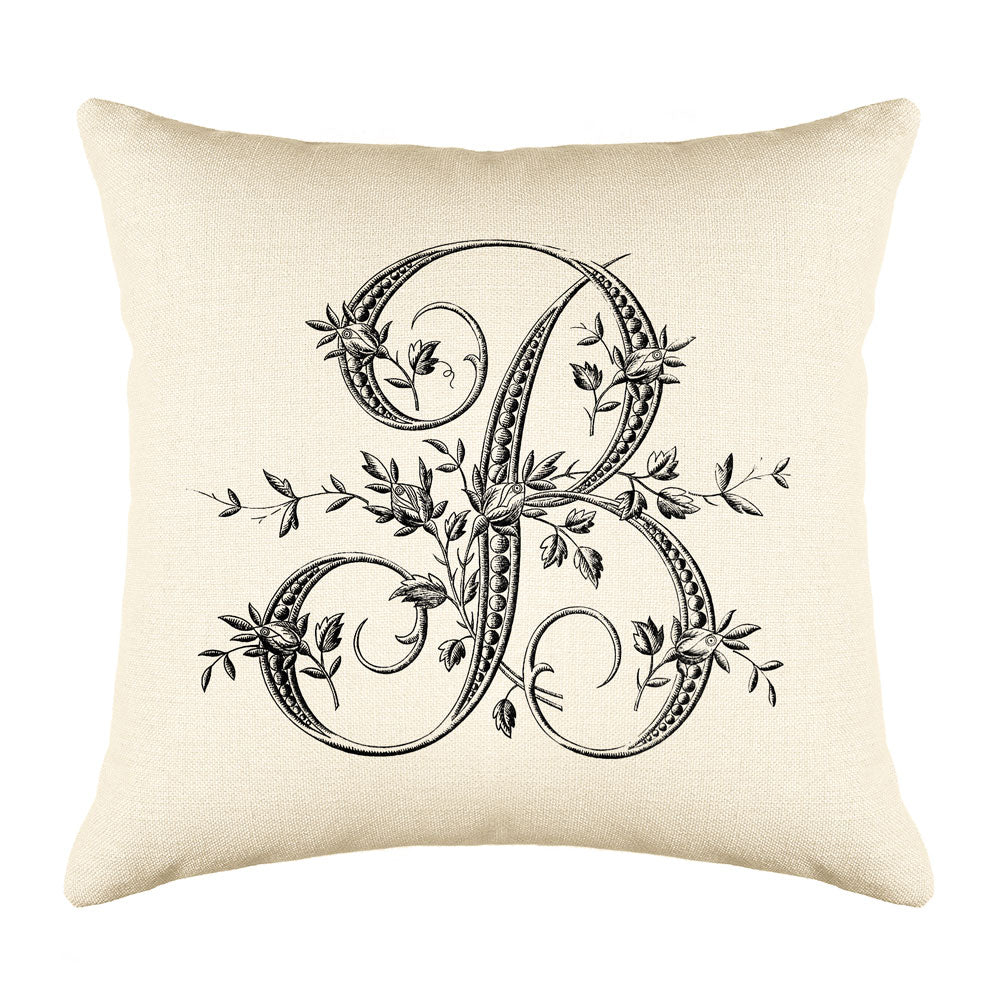 Di Lewis Throw Pillow Cover, Vintage French Monogram Letter B