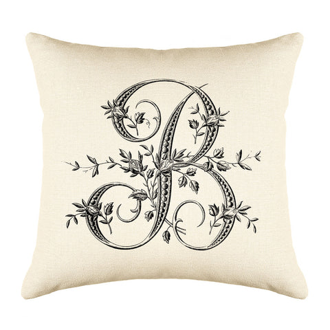 Di Lewis Throw Pillow Cover, Vintage French Monogram Letter T