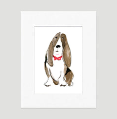 Buster Bassett Art Print - Dog Illustrations Wall Art Collection-Di Lewis