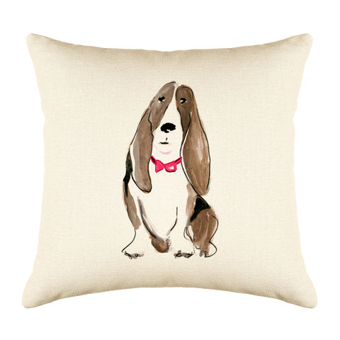 Buster Basset Throw Pillow Cover - Dog Illustration Throw Pillow Cover Collection-Di Lewis