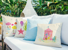 Beach Tent Throw Pillow Cover - Coastal Designs Throw Pillow Cover Collection-Di Lewis