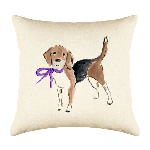 Barney Beagle Throw Pillow Cover - Dog Illustration Throw Pillow Cover Collection-Di Lewis