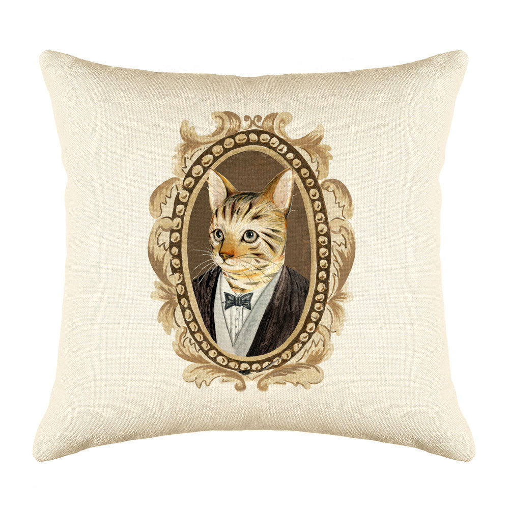 Bengal Cat Portrait Throw Pillow Cover - Cat Illustration Throw Pillow Cover Collection-Di Lewis