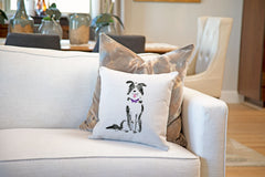 Benji Border Collie Throw Pillow Cover - Dog Illustration Throw Pillow Cover Collection-Di Lewis