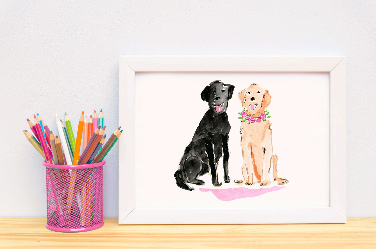 Lucy & Larry Labrador Art Print - Dog Illustrations Wall Art Collection-Di Lewis