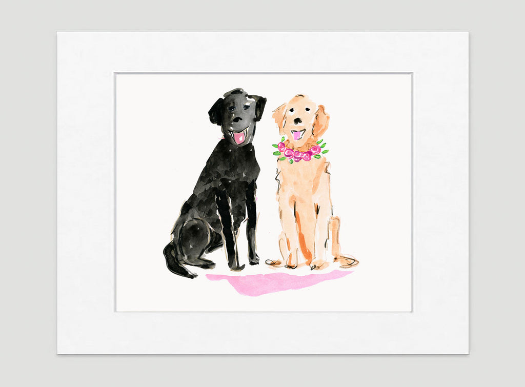 Lucy & Larry Labrador Art Print - Dog Illustrations Wall Art Collection-Di Lewis